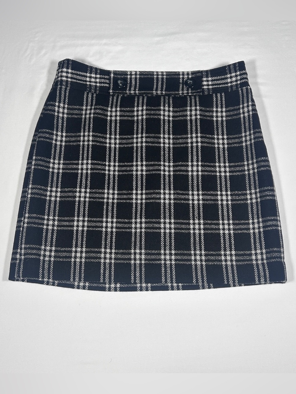 vintage LOFT Black and White Plaid Fully Lined Mini Skirt